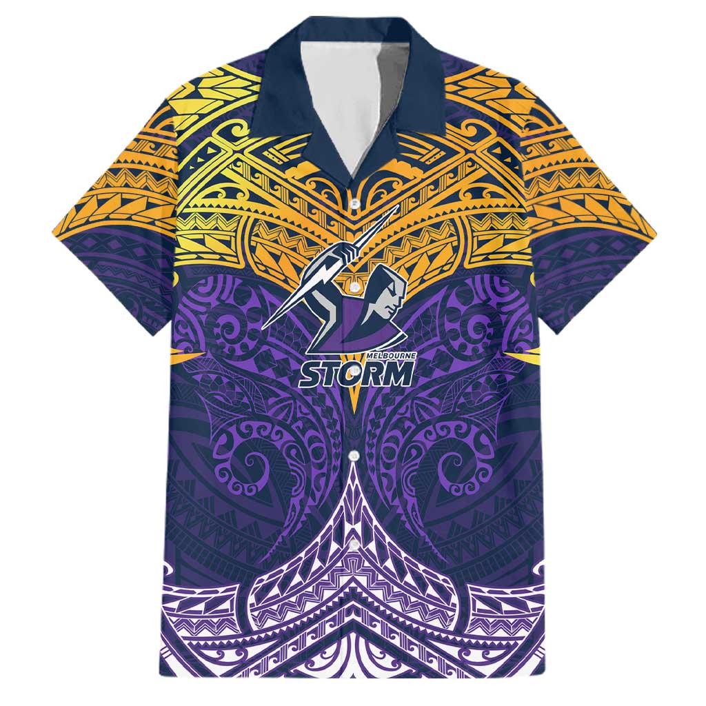 Personalized Melbourne Storm Family Matching Summer Maxi Dress and Hawaiian Shirt Polynesian Tribal Pattern Style