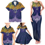 Personalized Melbourne Storm Family Matching Tank Maxi Dress and Hawaiian Shirt Polynesian Tribal Pattern Style