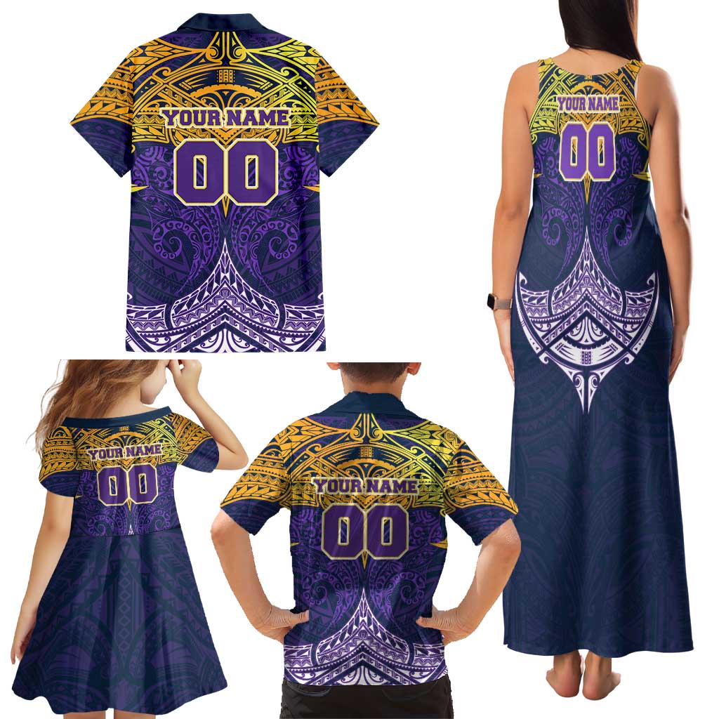 Personalized Melbourne Storm Family Matching Tank Maxi Dress and Hawaiian Shirt Polynesian Tribal Pattern Style