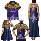 Personalized Melbourne Storm Family Matching Tank Maxi Dress and Hawaiian Shirt Polynesian Tribal Pattern Style