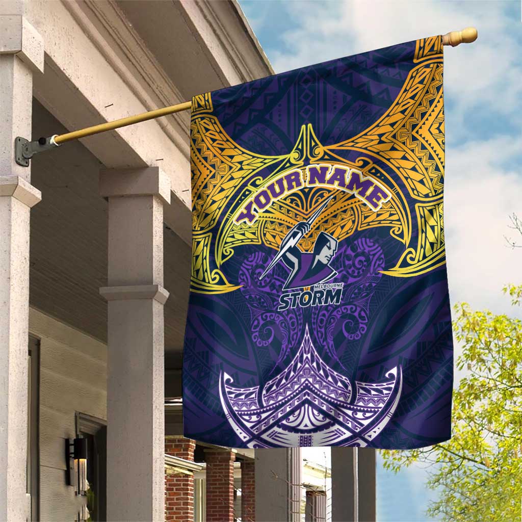 Personalized Melbourne Storm Garden Flag Polynesian Tribal Pattern Style