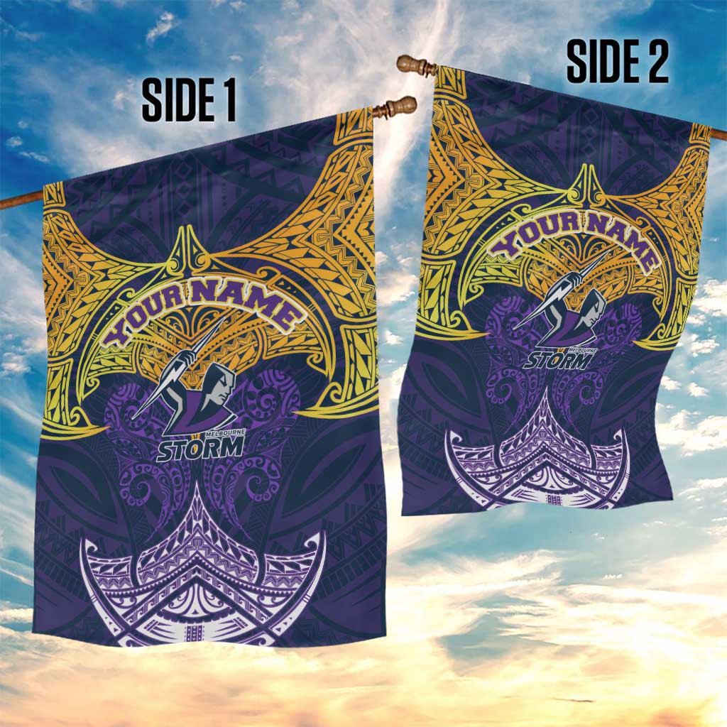 Personalized Melbourne Storm Garden Flag Polynesian Tribal Pattern Style