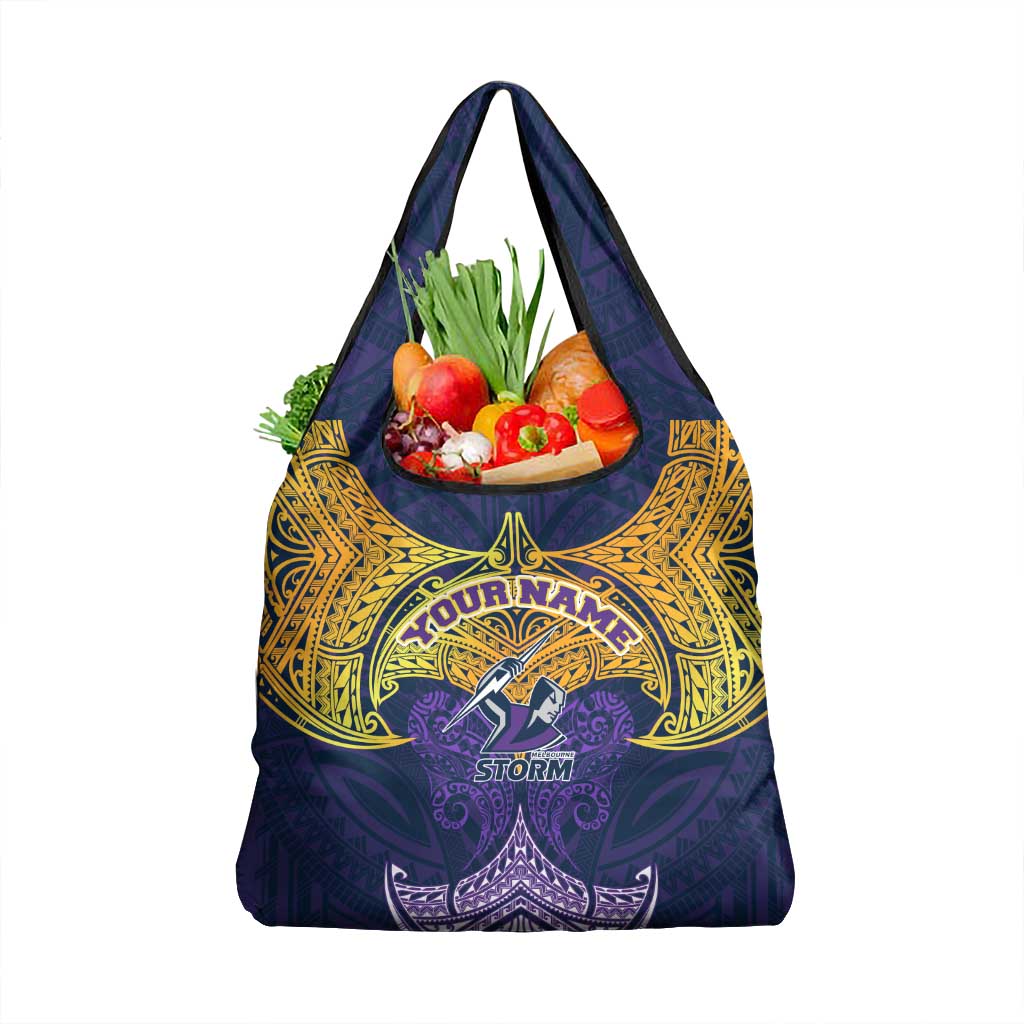 Personalized Melbourne Storm Grocery Bag Polynesian Tribal Pattern Style
