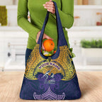 Personalized Melbourne Storm Grocery Bag Polynesian Tribal Pattern Style