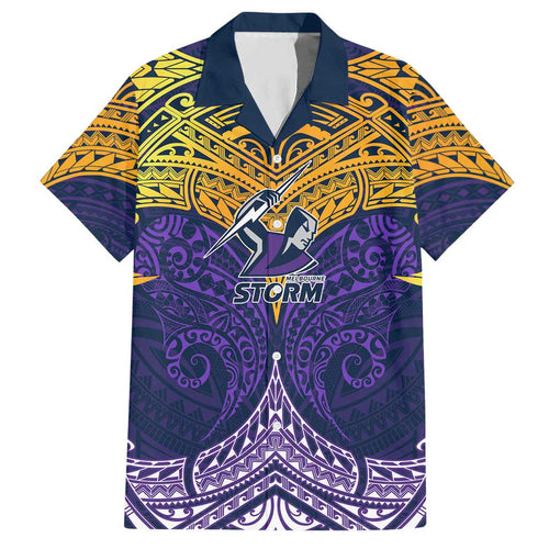 Personalized Melbourne Storm Hawaiian Shirt Polynesian Tribal Pattern Style
