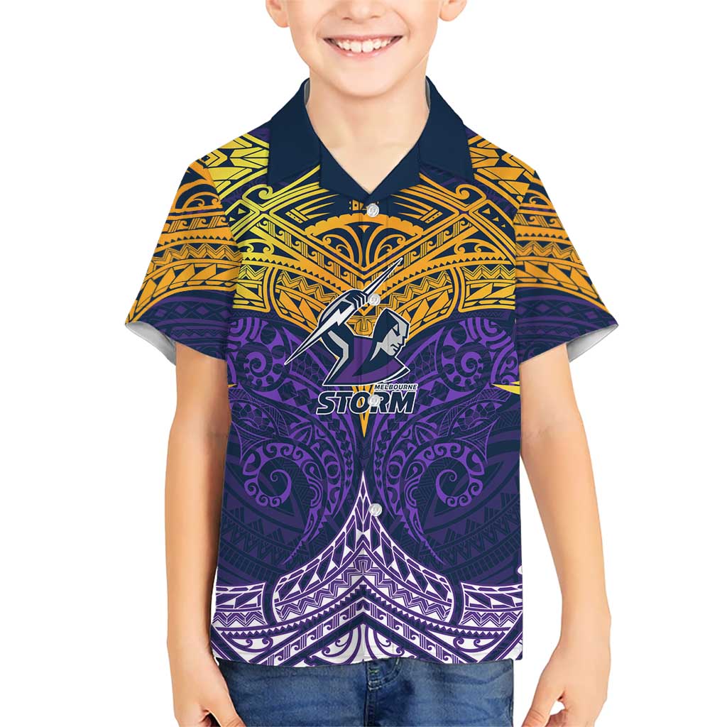 Personalized Melbourne Storm Hawaiian Shirt Polynesian Tribal Pattern Style