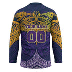 Personalized Melbourne Storm Hockey Jersey Polynesian Tribal Pattern Style