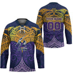 Personalized Melbourne Storm Hockey Jersey Polynesian Tribal Pattern Style