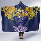 Personalized Melbourne Storm Hooded Blanket Polynesian Tribal Pattern Style