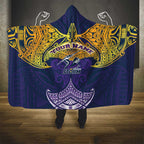 Personalized Melbourne Storm Hooded Blanket Polynesian Tribal Pattern Style