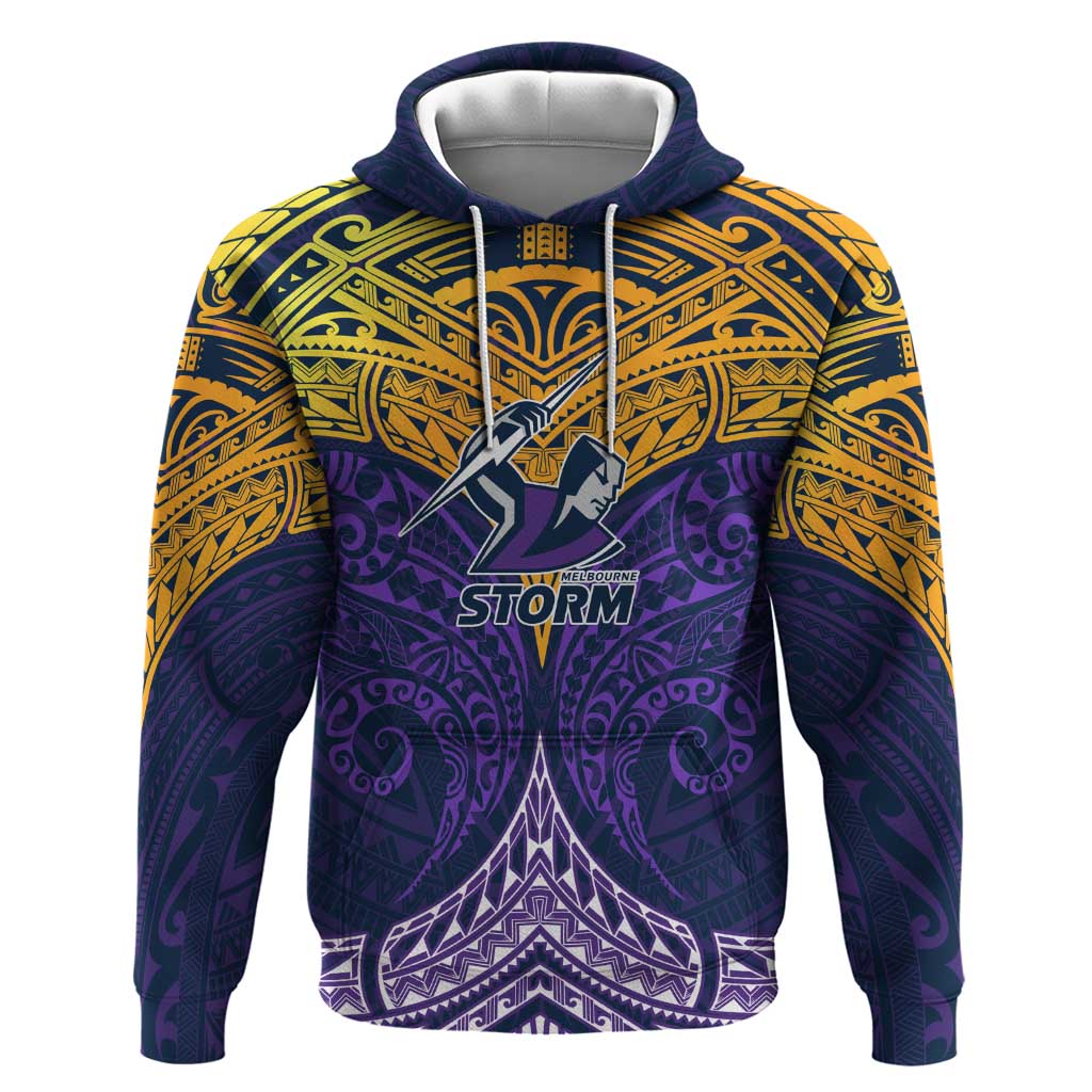 Personalized Melbourne Storm Hoodie Polynesian Tribal Pattern Style