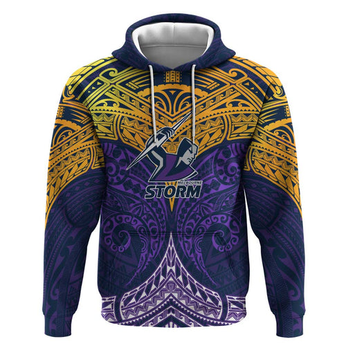 Personalized Melbourne Storm Hoodie Polynesian Tribal Pattern Style