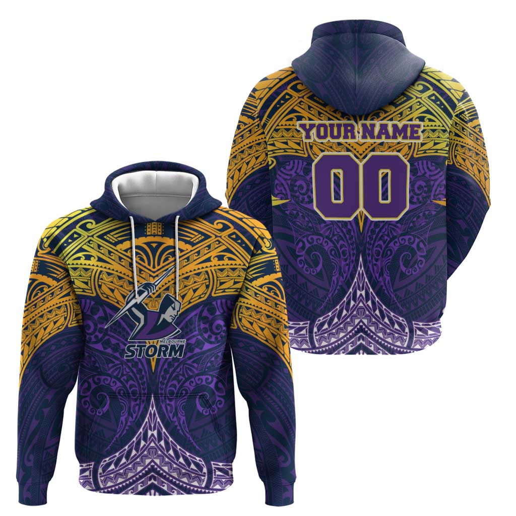 Personalized Melbourne Storm Hoodie Polynesian Tribal Pattern Style