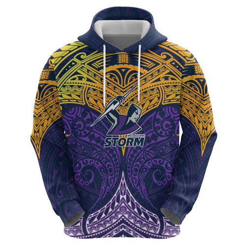 Personalized Melbourne Storm Hoodie Polynesian Tribal Pattern Style