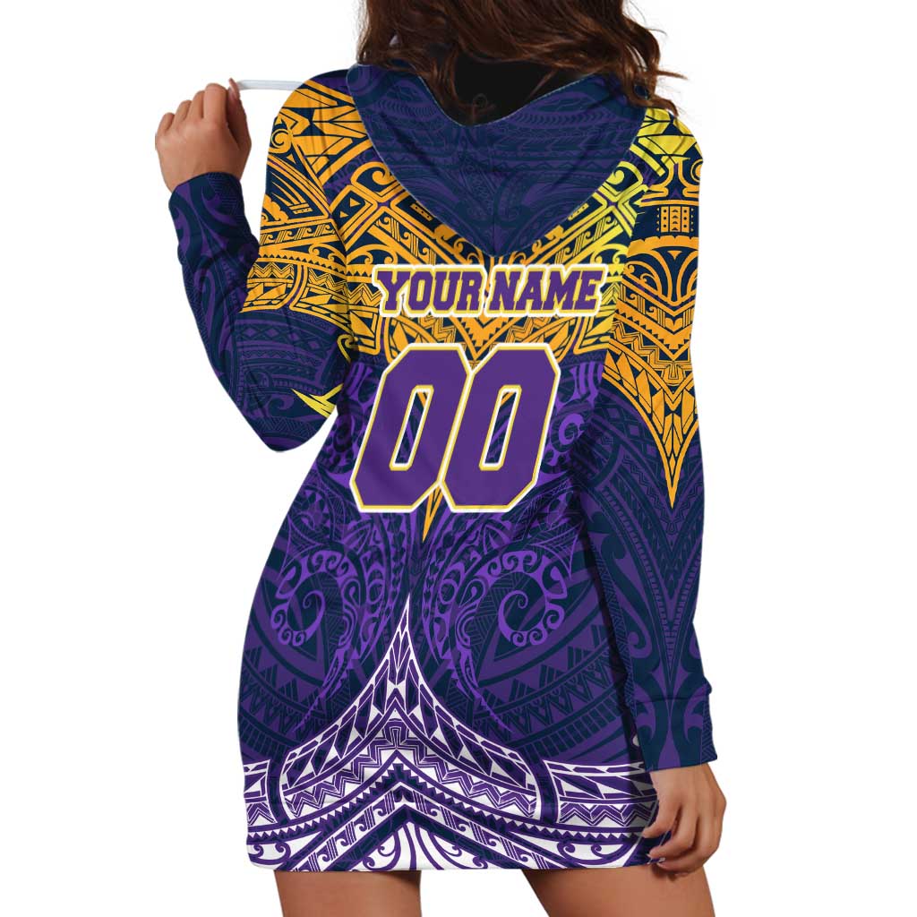 Personalized Melbourne Storm Hoodie Dress Polynesian Tribal Pattern Style