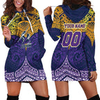 Personalized Melbourne Storm Hoodie Dress Polynesian Tribal Pattern Style
