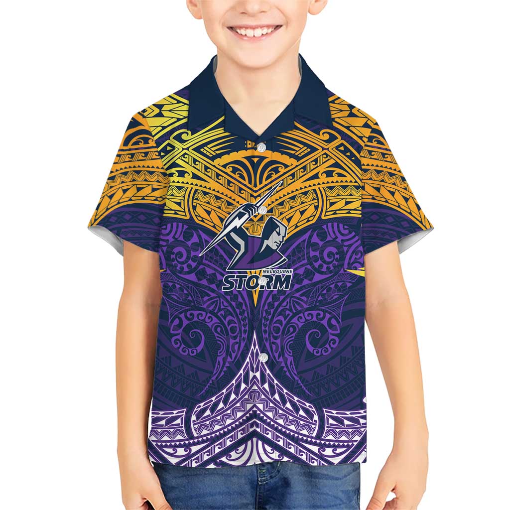 Personalized Melbourne Storm Kid Hawaiian Shirt Polynesian Tribal Pattern Style