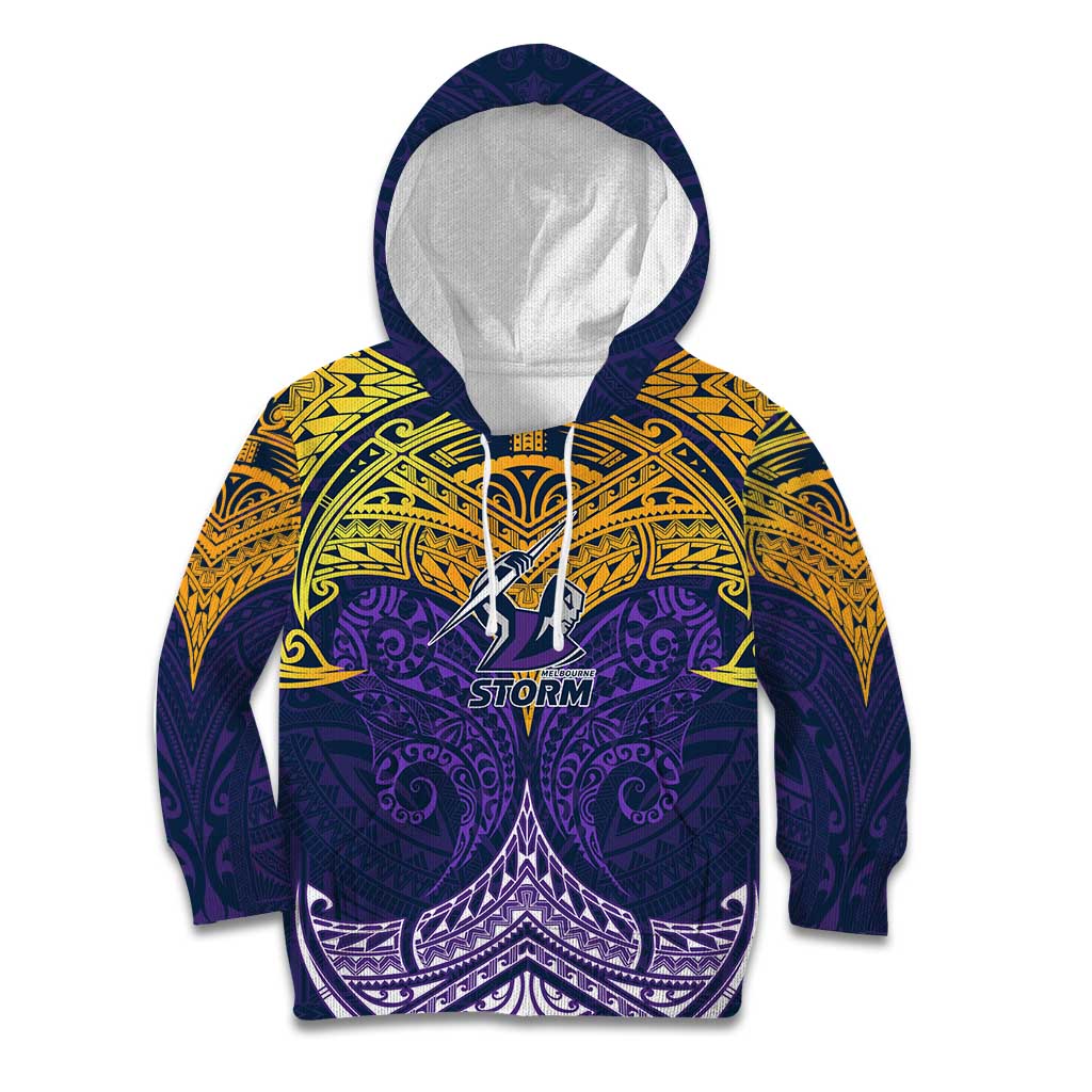 Personalized Melbourne Storm Kid Hoodie Polynesian Tribal Pattern Style