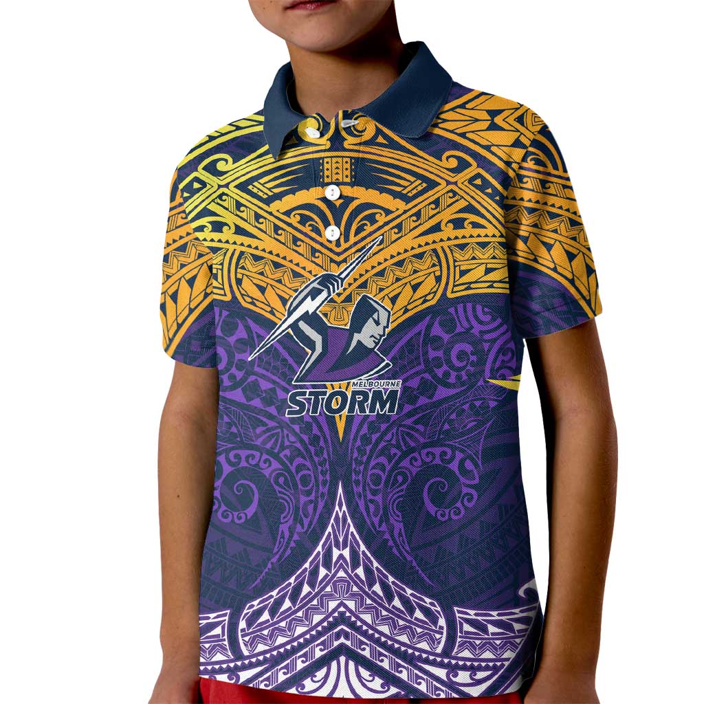 Personalized Melbourne Storm Kid Polo Shirt Polynesian Tribal Pattern Style