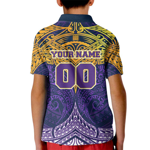 Personalized Melbourne Storm Kid Polo Shirt Polynesian Tribal Pattern Style