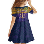 Personalized Melbourne Storm Kid Short Sleeve Dress Polynesian Tribal Pattern Style