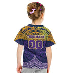 Personalized Melbourne Storm Kid T Shirt Polynesian Tribal Pattern Style