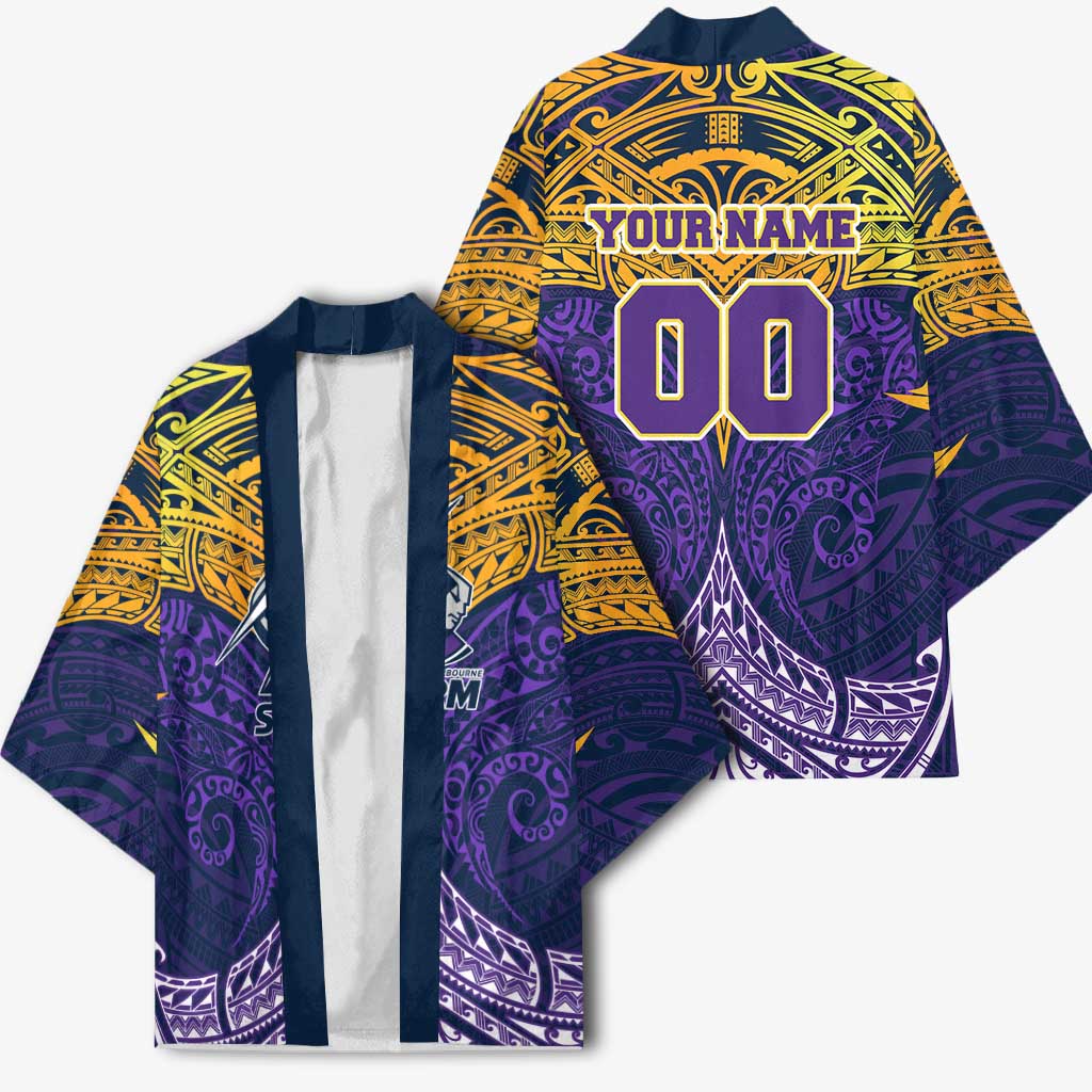 Personalized Melbourne Storm Kimono Polynesian Tribal Pattern Style