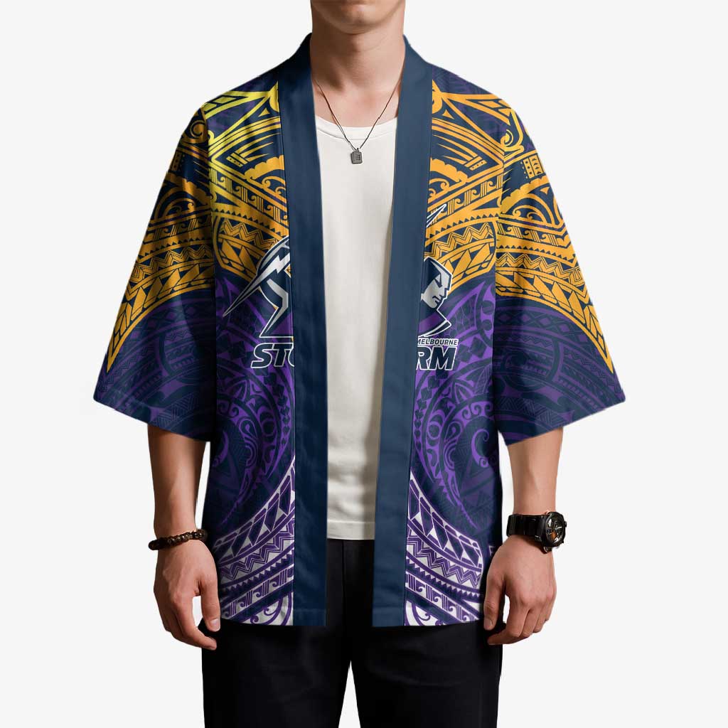 Personalized Melbourne Storm Kimono Polynesian Tribal Pattern Style