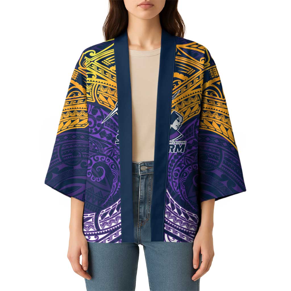 Personalized Melbourne Storm Kimono Polynesian Tribal Pattern Style