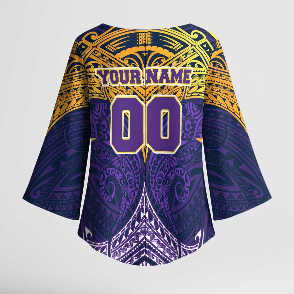 Personalized Melbourne Storm Kimono Sleeve Blouse Polynesian Tribal Pattern Style