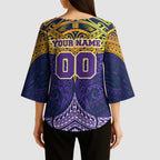 Personalized Melbourne Storm Kimono Sleeve Blouse Polynesian Tribal Pattern Style