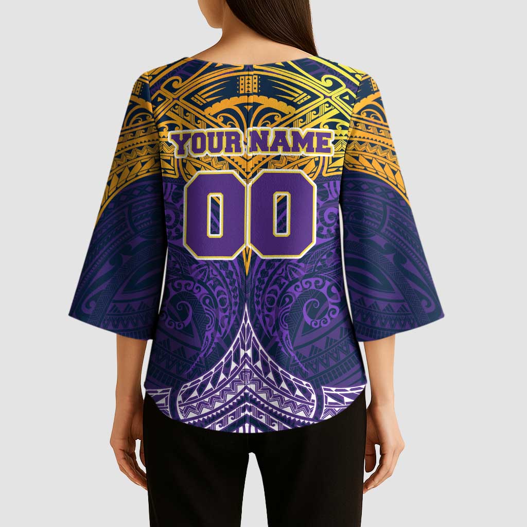 Personalized Melbourne Storm Kimono Sleeve Blouse Polynesian Tribal Pattern Style