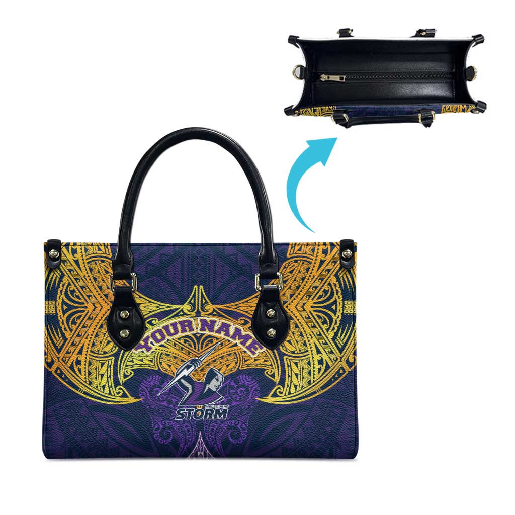 Personalized Melbourne Storm Leather Bag Polynesian Tribal Pattern Style