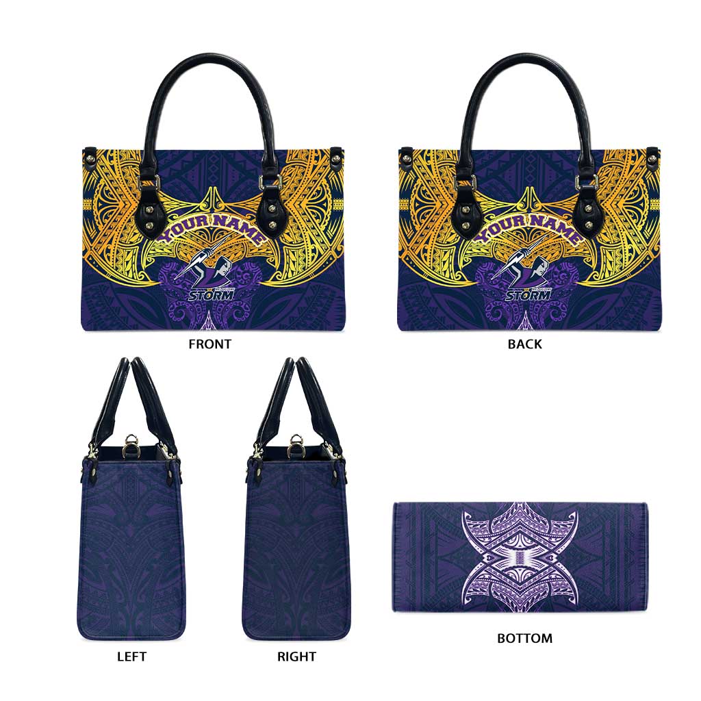Personalized Melbourne Storm Leather Bag Polynesian Tribal Pattern Style