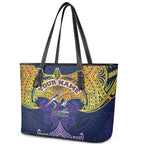 Personalized Melbourne Storm Leather Tote Bag Polynesian Tribal Pattern Style