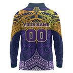 Personalized Melbourne Storm Long Sleeve Polo Shirt Polynesian Tribal Pattern Style