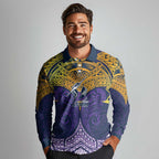 Personalized Melbourne Storm Long Sleeve Polo Shirt Polynesian Tribal Pattern Style