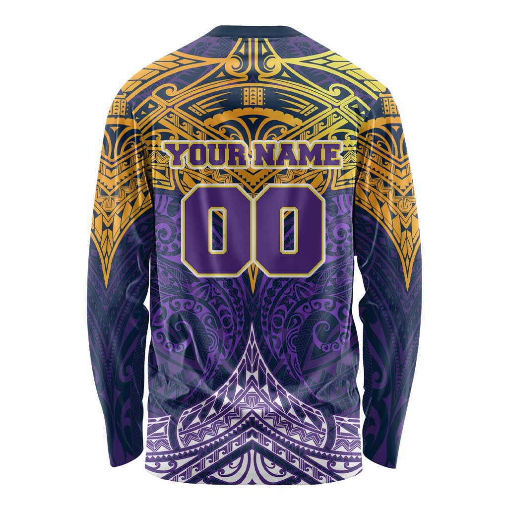 Personalized Melbourne Storm Long Sleeve Shirt Polynesian Tribal Pattern Style