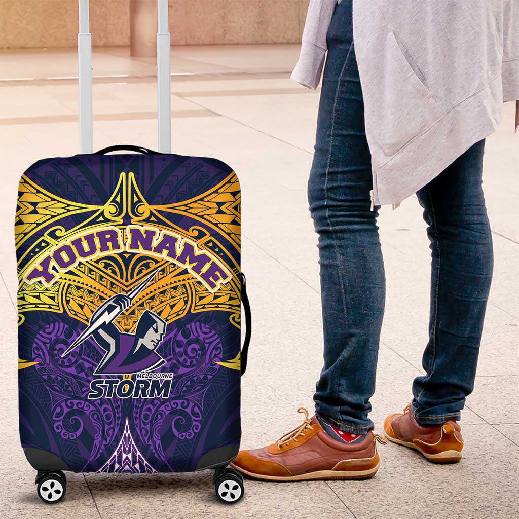 Personalized Melbourne Storm Luggage Cover Polynesian Tribal Pattern Style
