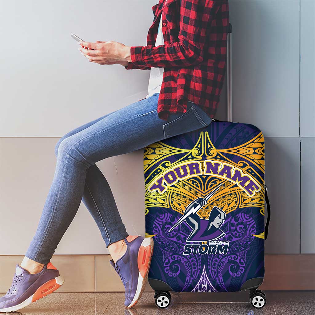 Personalized Melbourne Storm Luggage Cover Polynesian Tribal Pattern Style