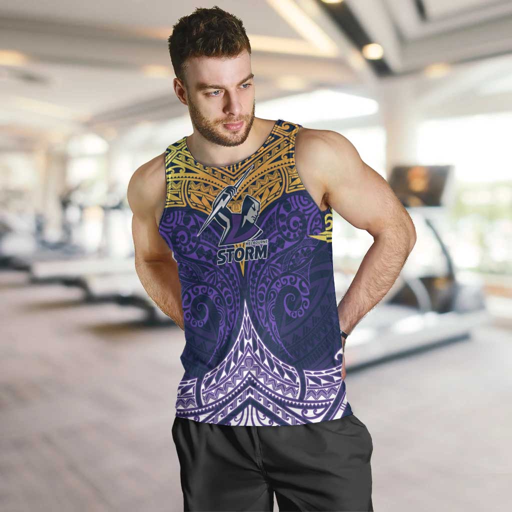 Personalized Melbourne Storm Men Tank Top Polynesian Tribal Pattern Style