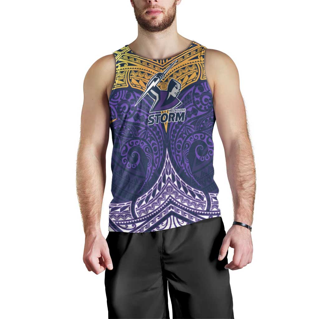 Personalized Melbourne Storm Men Tank Top Polynesian Tribal Pattern Style