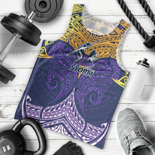 Personalized Melbourne Storm Men Tank Top Polynesian Tribal Pattern Style