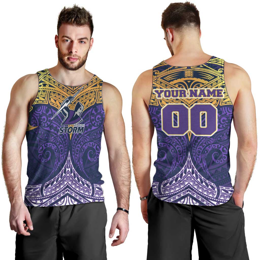 Personalized Melbourne Storm Men Tank Top Polynesian Tribal Pattern Style