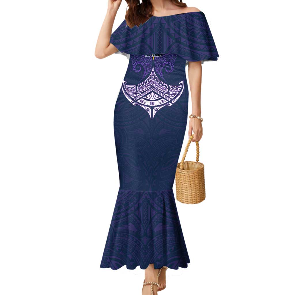 Personalized Melbourne Storm Mermaid Dress Polynesian Tribal Pattern Style