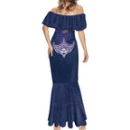 Personalized Melbourne Storm Mermaid Dress Polynesian Tribal Pattern Style