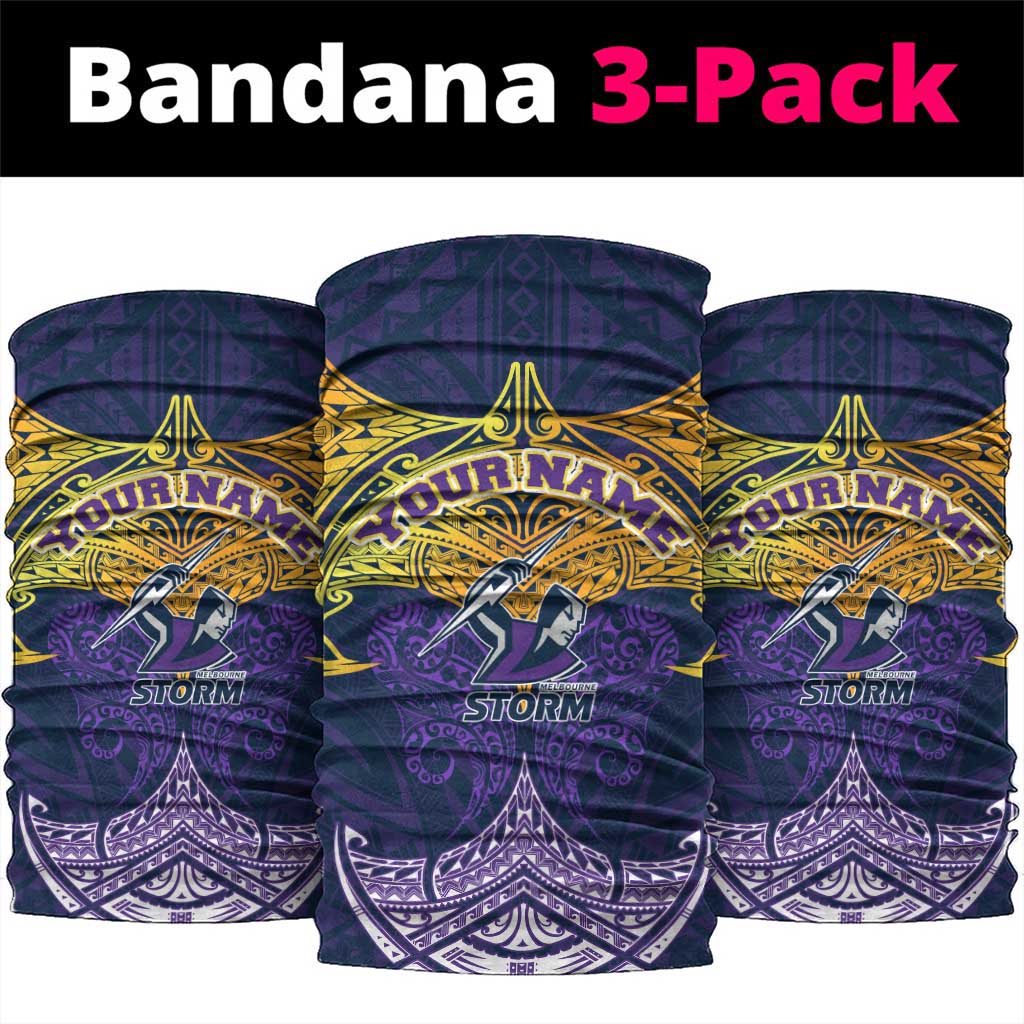 Personalized Melbourne Storm Neck Gaiter Polynesian Tribal Pattern Style