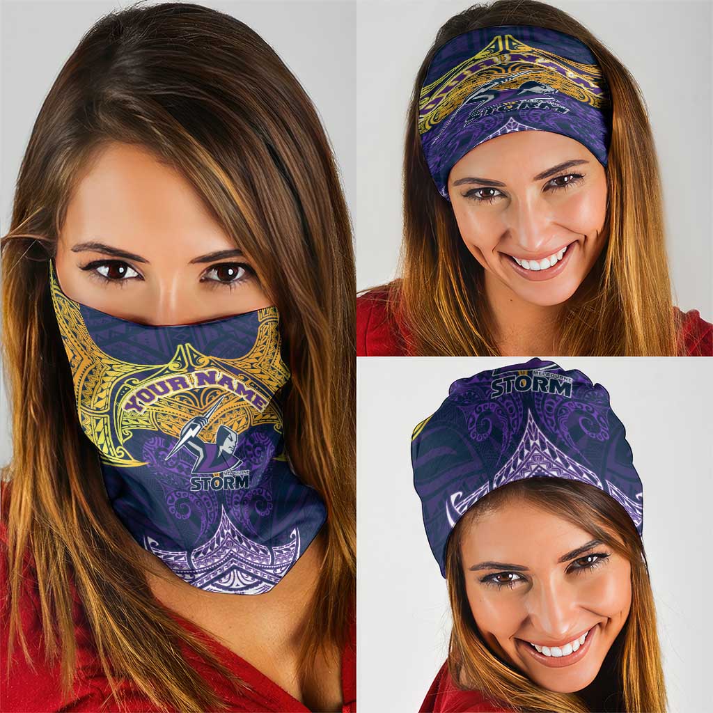 Personalized Melbourne Storm Neck Gaiter Polynesian Tribal Pattern Style