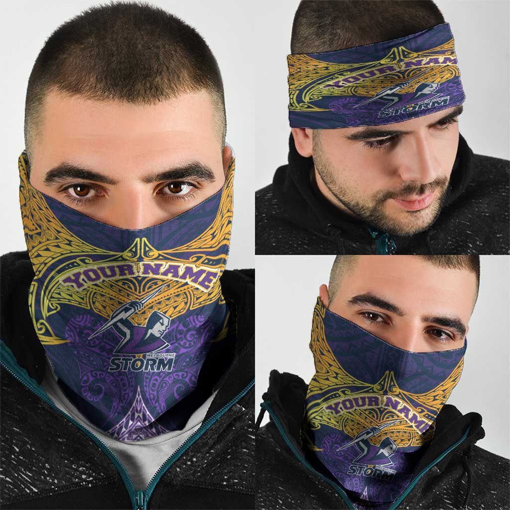 Personalized Melbourne Storm Neck Gaiter Polynesian Tribal Pattern Style