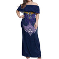 Personalized Melbourne Storm Off Shoulder Maxi Dress Polynesian Tribal Pattern Style
